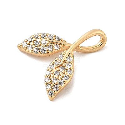 Brass Micro Pave Clear Cubic Zirconia Charms KK-B130-03G-03-1