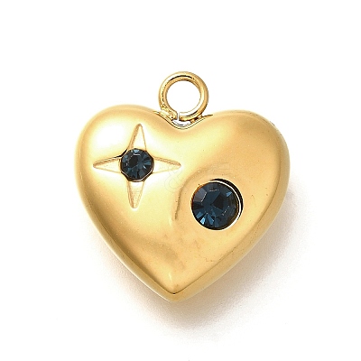 304 Stainless Steel Rhinestone Pendants STAS-M109-10G-1