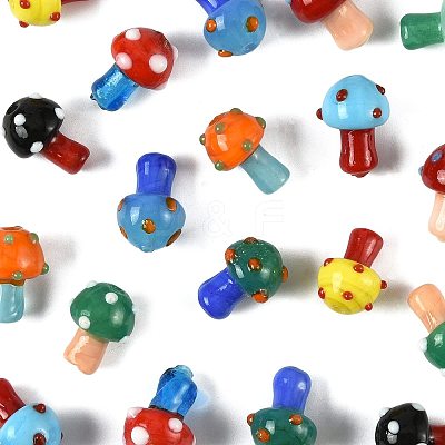 24Pcs 10 Colors Handmade Lampwork Beads Strands LAMP-FS0001-71-1