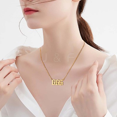 Number Pendant Necklace & Open Cuff Ring JX200A-1