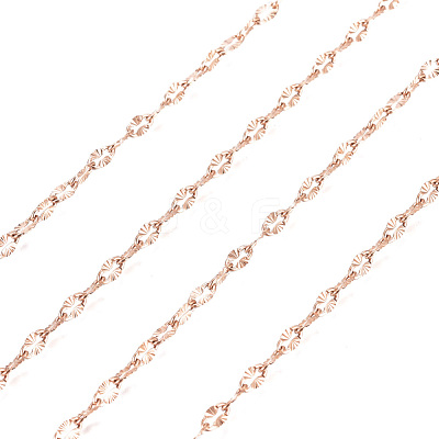 3.28 Feet Ion Plating(IP) 304 Stainless Steel Textured Dapped Chains X-CHS-D004-02RG-1