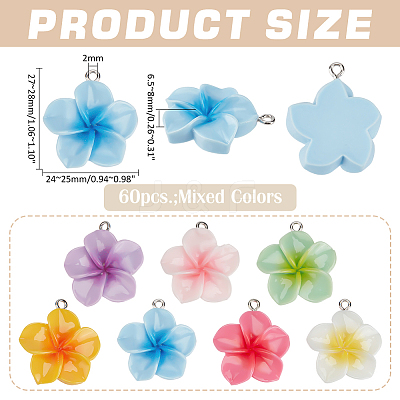 60Pcs Opaque Resin Pendants RESI-ME0001-43-1