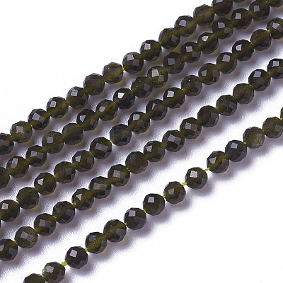 Natural Golden Sheen Obsidian Beads Strands G-F596-17-3mm-1