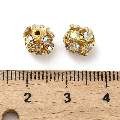 7mm Brass Rhinestone Beads X1-KK-S519-01B-01G-1