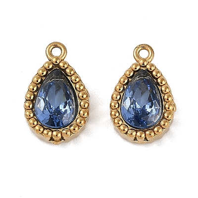 Ion Plating(IP) 304 Stainless Steel Micro Pave Cubic Zirconia Charms STAS-K256-20G-1