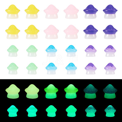 30Pcs 2 Styles Luminous Resin Mushroom Ornament RESI-TA0004-02A-1