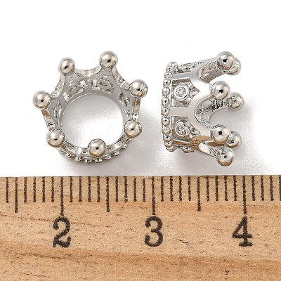 Crown Brass European Beads KK-L075-020P-1