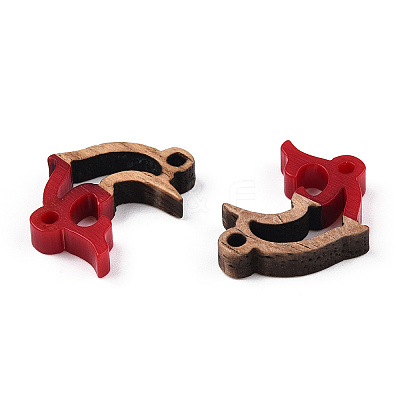 Opaque Resin & Walnut Wood Connector Charms RESI-N039-46C-1