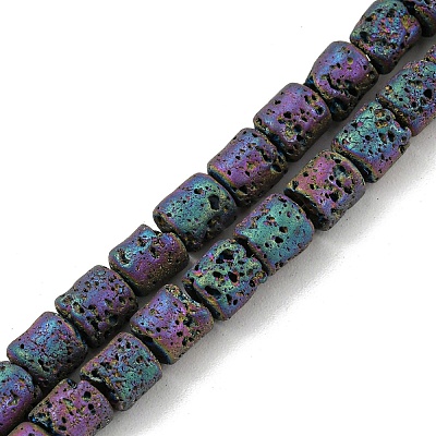 Electroplated Natural Lava Rock Beads Strands X-G-Z032-J04-12A-1