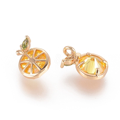 Brass Cubic Zirconia Charms X-KK-S348-323-1
