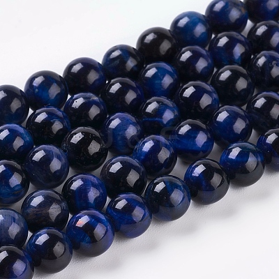 Natural Blue Tiger Eye Beads Strands G-G099-6mm-13-1