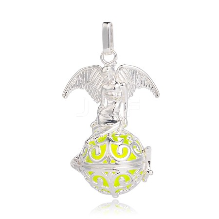 Silver Color Plated Brass Hollow Round Cage Pendants LS-KK-J248-04S-1