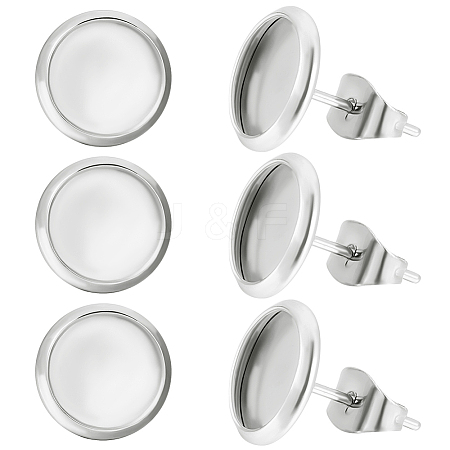 50Pcs 316 Surgical Stainless Steel Stud Earring Settings STAS-BBC0005-58C-1