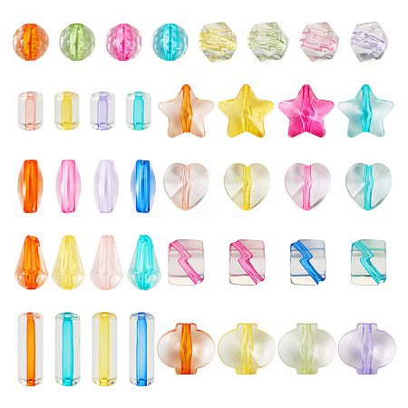 200Pcs 10 Styles Transparent Acrylic Beads TACR-TA0001-28-1