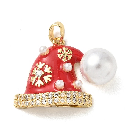 Christmas Brass Micro Pave Cubic Zirconia Enamel Pendants LS-KK-K305-10A-G-1