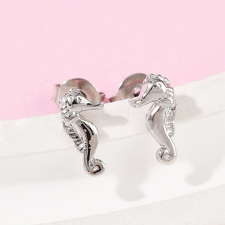 Brass Stud Earrings EJEW-R032-04P-1