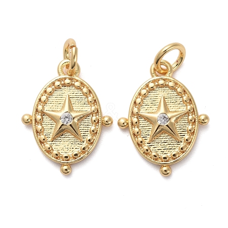 Brass Micro Pave Clear Cubic Zirconia Charms KK-I658-04G-1