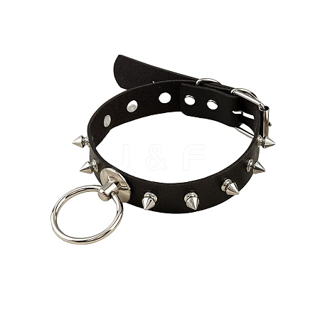 Punk Rock Style Alloy Spiked Rivet Imitation Leather Chocker Necklaces NJEW-WH20011-08D-P-1