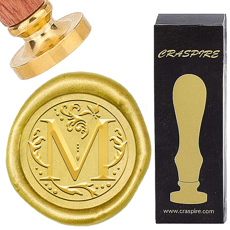 Brass Wax Seal Stamps with Wood Handle AJEW-WH0412-0246-1