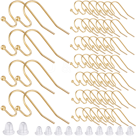 SOFPLATE 300Pcs Brass Earring Hooks KK-SP0001-35G-1