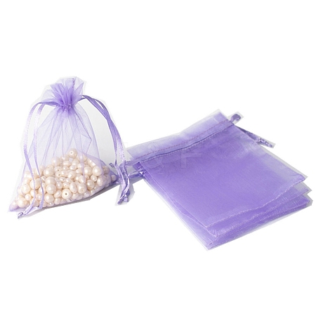 100Pcs Rectangle Organza DIY Craft Drawstring Bags PW-WG69155-27-1