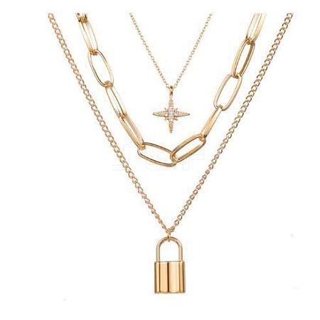 Alloy Pendant Layered Chain Necklaces for Women WGC39CD-07-1