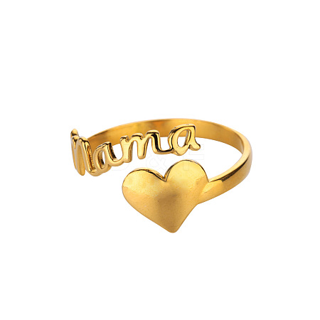 Mother's Day 201 Stainless Steel Cuff Open Rings WG9B31B-01-1