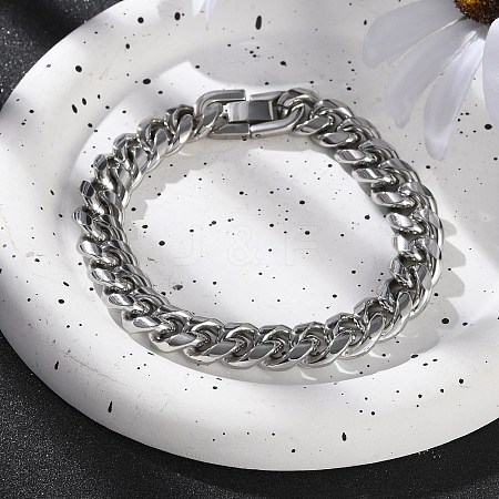 304 Stainless Steel Cuban Link Chain Bracelets for Men BJEW-Z081-01P-04-1