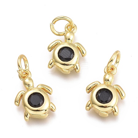 Brass Micro Pave Cubic Zirconia Pendants KK-P187-12B-G-1