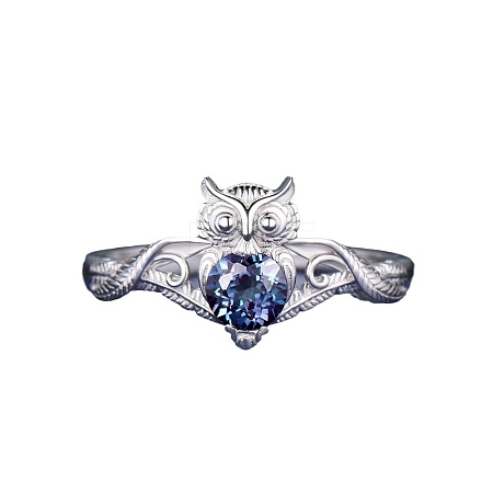 Alloy and Rhinestone Owl Ring PW-WG5791B-01-1