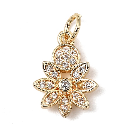 Brass Micro Pave Cubic Zirconia Charms KK-C133-03C-G-1