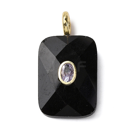 Natural Obsidian Faceted Pendants G-B186-01G-07-1