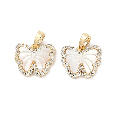 Natural White Shell Butterfly Charms KK-U043-24G-1