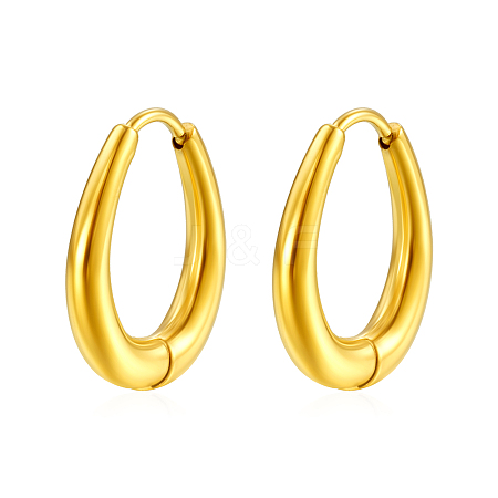 Stylish Stainless Steel Oval Hoop Earrings YV3043-1-1