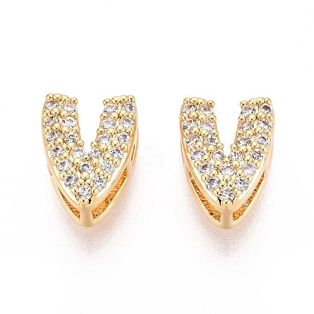 Brass Micro Pave Clear Cubic Zirconia Beads KK-T071-17G-V-1
