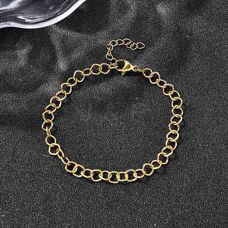 304 Stainless Steel Link Chain Bracelets for Women Men BJEW-A050-02G-1