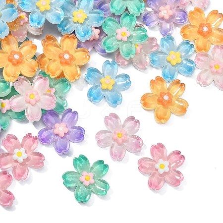 60Pcs 6 Colors Gradient Color Translucent Resin Cabochons RESI-CJ0002-51-1