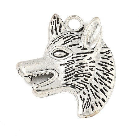 Tibetan Style Wolf Head Alloy Pendants TIBEP-Q043-273-RS-1