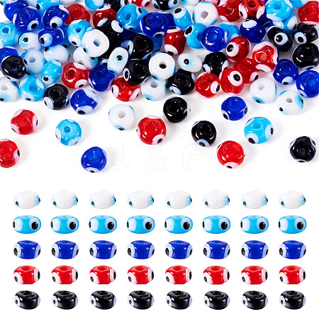 100Pcs 5 Colors Handmade Evil Eye Lampwork Beads Strands LAMP-TA0001-88B-1