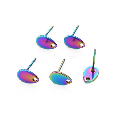Rainbow Color 304 Stainless Steel Stud Earring Findings STAS-N098-022-1