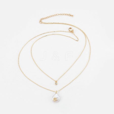 Natural Baroque Pearl Keshi Pearl Tiered Necklaces NJEW-JN02255-03-1