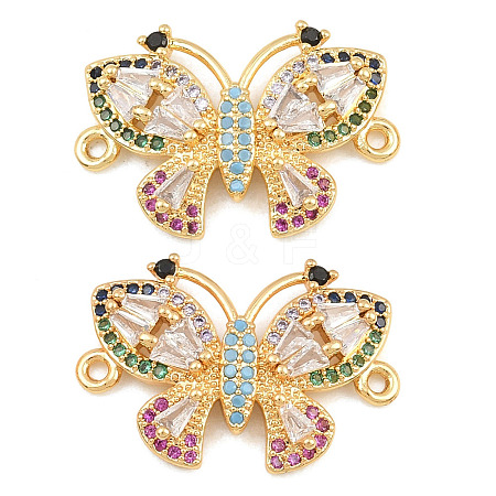 Brass Micro Pave Colorful Cubic Zirconia Connector Charms CU-CBA908F-04G-05-1