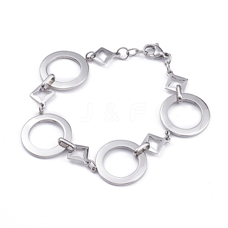 304 Stainless Steel Link Chain Bracelets BJEW-G582-63P-1