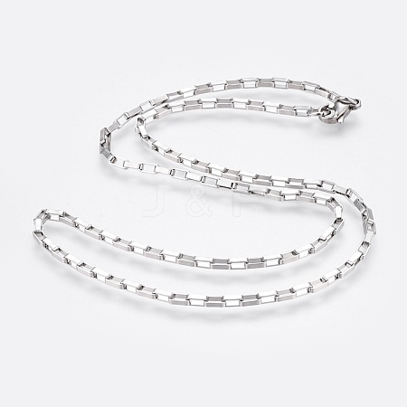 304 Stainless Steel Box Chain Necklaces NJEW-F248-22C-P-1