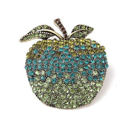 Teachers' Day Alloy Rhinestone Apple Brooches JEWB-S023-04B-1