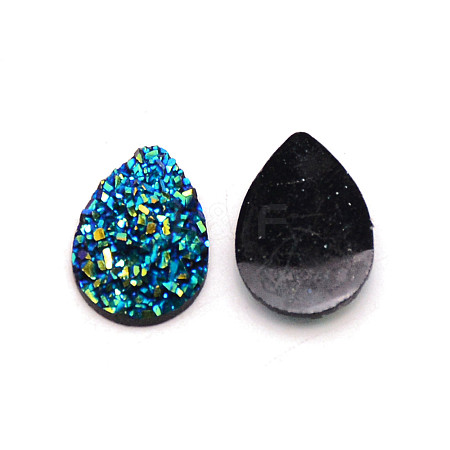 Druzy Resin Cabochons RESI-WH0026-01G-1