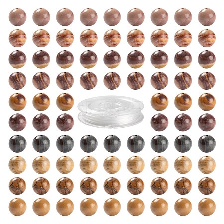 100Pcs 8mm Natural Mookaite Round Beads DIY-LS0002-57-1