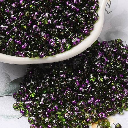 Spray Painted Glass Seed Beads SEED-F005-07A-04-1