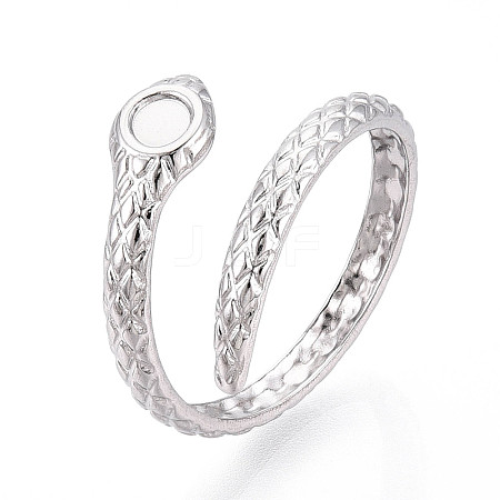 304 Stainless Steel Cuff Rings Components STAS-N113-06P-1