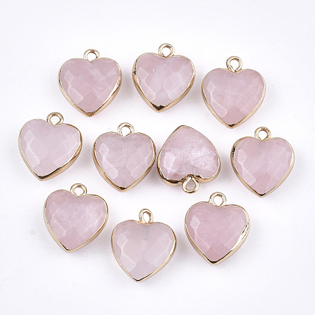 Electroplate Natural Rose Quartz Pendants X-G-T112-03H-1